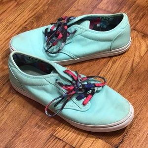 Teal Vans with Flower Laces